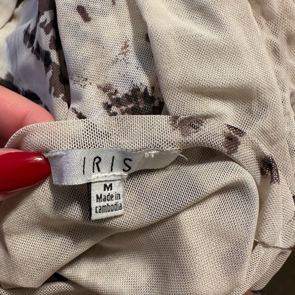 IRIS Mesh Long Sleeve Brown And Creme Tie Dye top M - Picture 7 of 8